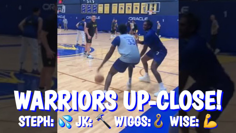 🤳 Warriors 1st practice! Steph Curry splashing, Kuminga dunk, Wiggins hook shot, Wiseman vs Looney