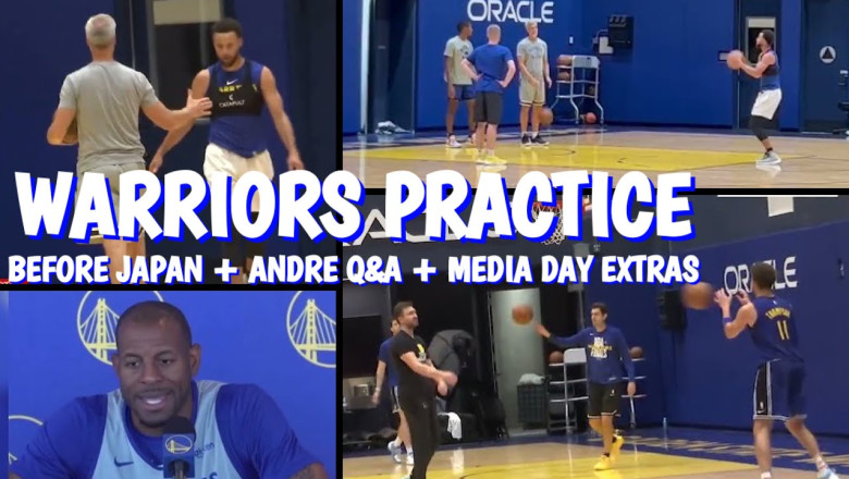 Steph Curry+Klay 💦 Iguodala “ain’t in that bad shape”+ Kuminga (Warriors practice); Media Day extra