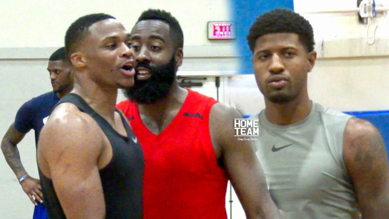 Russell Westbrook, James Harden &amp; Paul George Go At It At Rico Hines UCLA Run