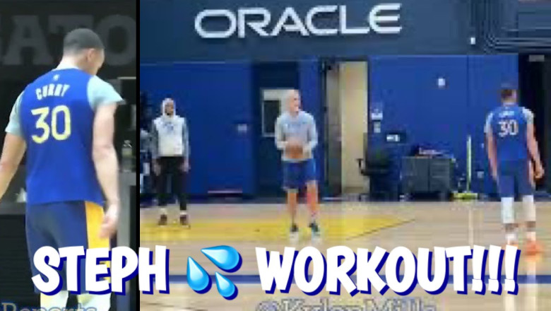 First look at Stephen Curry (left leg ligament) practicing warriors the night before scrum.