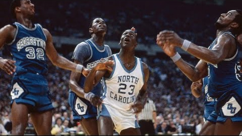 Michael Jordan &amp; James Worthy Vs Patrick Ewing - 1982 NCAA CHAMPIONSHIP UNC vs Georgetown Highlights