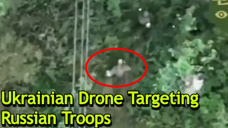 Ukrainian Drone Targeting Russian Troops near Kharkiv.