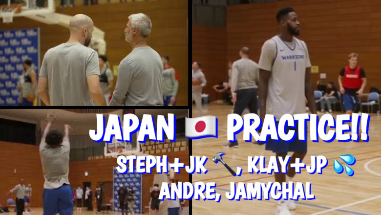 #Warriors Japan practice! Stephen Curry dunks/stretches, Klay, Wiggins, Kuminga, Iguodala, JaMychal