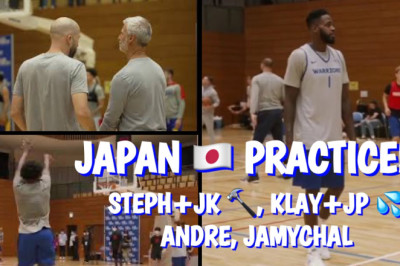 #Warriors Japan practice! Stephen Curry dunks/stretches, Klay, Wiggins, Kuminga, Iguodala, JaMychal