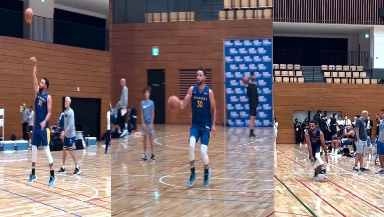 STEPHEN CURRY putting a show during practice in JAPAN #NBAJapanGames