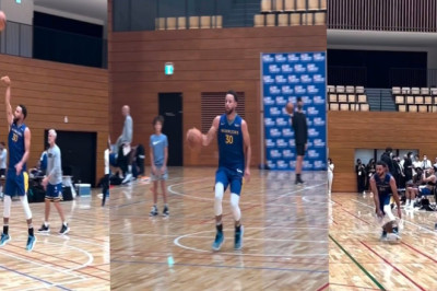 STEPHEN CURRY putting a show during practice in JAPAN #NBAJapanGames