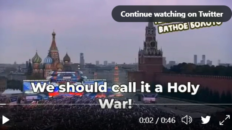 We tried to explain to people in the West what is actually happening in Russia but seeing is believing.This is from yesterday's state-organised rally in Red Square. Remember, nothing said is without approval from the top