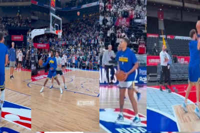 STEPH and JORDAN POOLE SHOOTING FROM LOGO | #warriors  pregame warm up for their 2nd preseason game