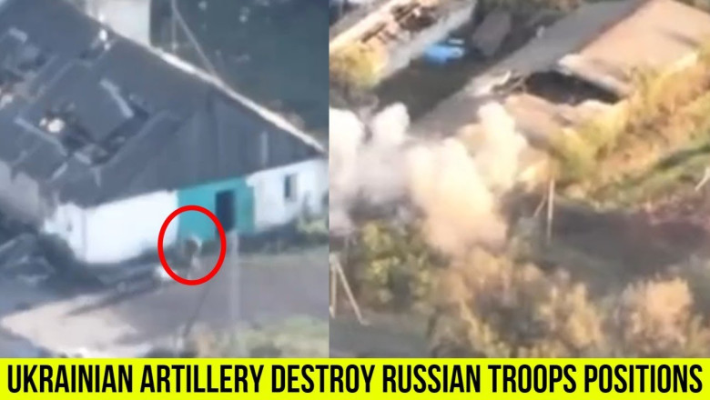 Ukrainian artillery destroying Russian troops positions in the south.