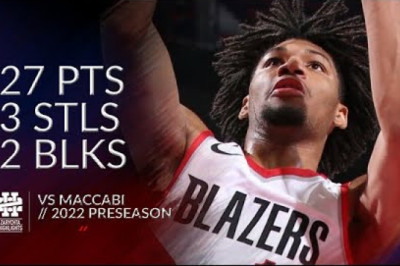Shaedon Sharpe 27 pts 3 stls 2 blks vs Maccabi 2022 Preseason