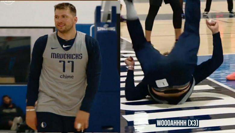 Luka Doncic having some fun in practice 😅😂