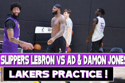 Slippers LeBron James vs Anthony Davis & Damon Jones at Lakers Practice