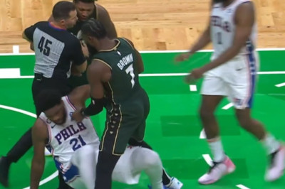 Jaylen Brown Tries To Fight Joel Embiid After Embiid Tries To Injure Marcus Smart With Dirty Play