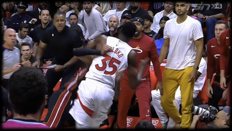 Christian Koloko vs Caleb Martin Brawl Fight! - Raptors vs Heat