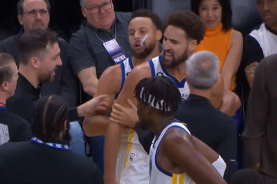 Klay Thompson ejected for getting chippy with Devin Booker then has words for Suns bench 😳