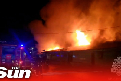 Russian nightclub is burned to the ground as firefighters battle the blaze