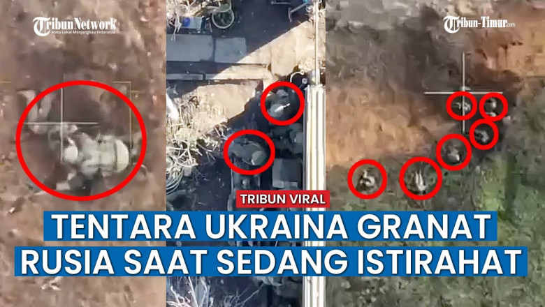 Moment Ukrainian Military Throws Grenades at Several Points, Russian Troops Scatter