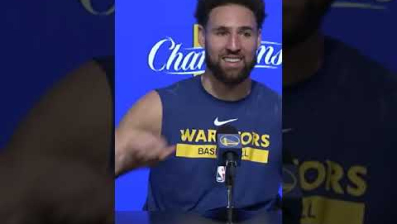 Klay throws paper airplane at the end of his post-game presser | #Shorts