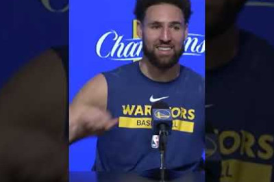 Klay throws paper airplane at the end of his post-game presser | #Shorts