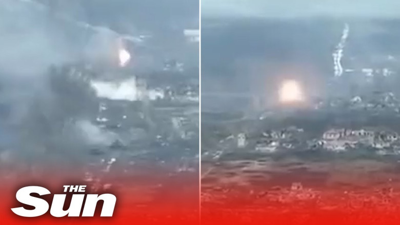 Ukraine land forces destroy Russian tank with T-64 battle tank.