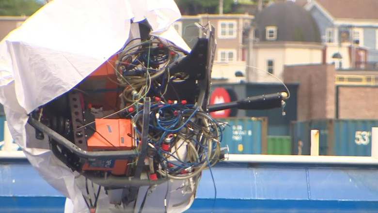 Raw video: Wreckage from implosion of Titanic-bound sub arrives in Canada