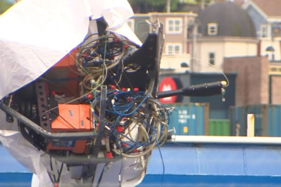 Raw video: Wreckage from implosion of Titanic-bound sub arrives in Canada