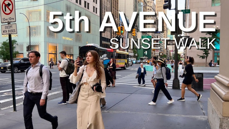 NEW YORK CITY Walking Tour [4K] - 5ht AVENUE - Sunset Walk