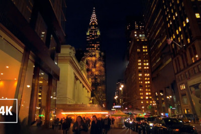 MANHATTAN EVENING, 5th Avenue Walking Tour 4K