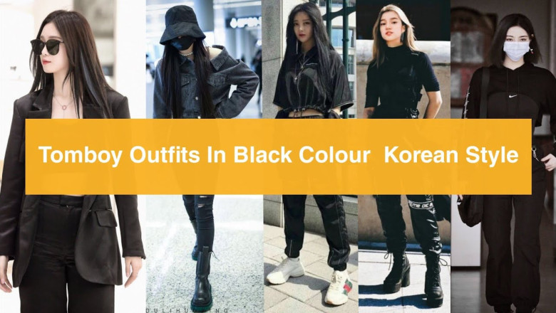 Tomboy Outfits Ideas 2023 | Girly Tomboy Black Outfit Design | Korean Tomboy Outfit| Tomboy Fashion