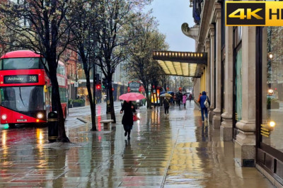 London Rainy Day Walk in Spring - 2024 ☔️  West End Rain Walk [4K HDR]