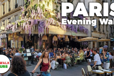 Paris Evening Walk and Bike Ride - 4K 60fps with Captions *NEW*