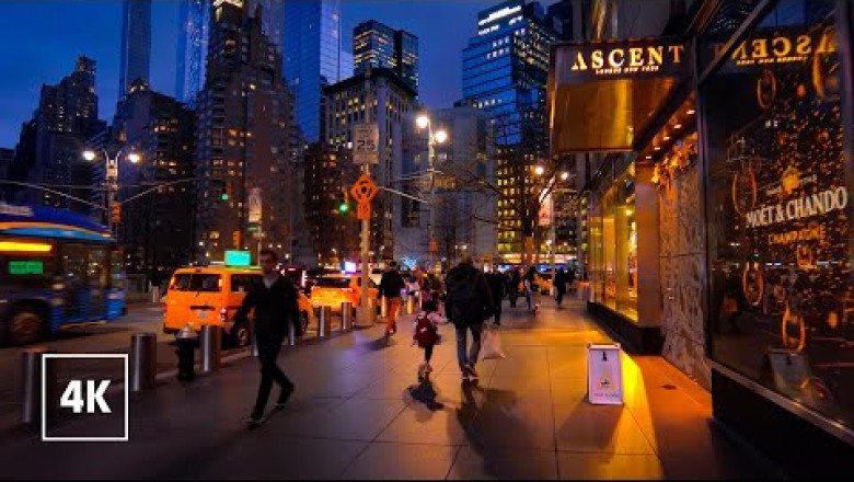 Relaxing Night Walk in NEW YORK CITY 🗽 8th Avenue, MANHATTAN Tour NYC