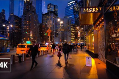 Relaxing Night Walk in NEW YORK CITY 🗽 8th Avenue, MANHATTAN Tour NYC