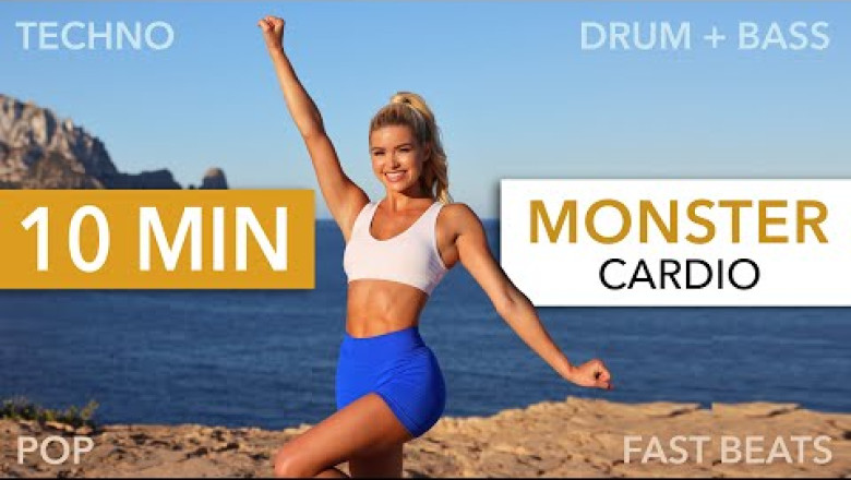 10 MIN MONSTER CARDIO - SMILE GUARANTEE I + Standing Abs I Fast Beats, Drum and Bass, Techno, Pop