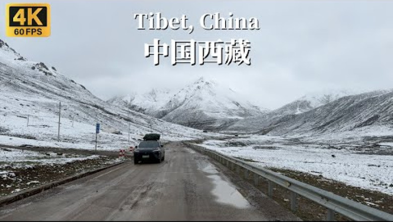 Driving on the magnificent Sichuan-Tibet North Line - National Highway 317 in Tibet, China - 4K