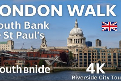LONDON 4K Walk 🇬🇧 | England South Bank to St Paul’s via Thames Riverside