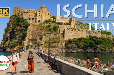 4K Ischia Ponte Walking Tour and Castello Aragonese | City Walk on the Island of Ischia, Italy