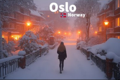Oslo, Norway 🇳🇴 - Heavy Snowfall - 4K HDR Walking Tour