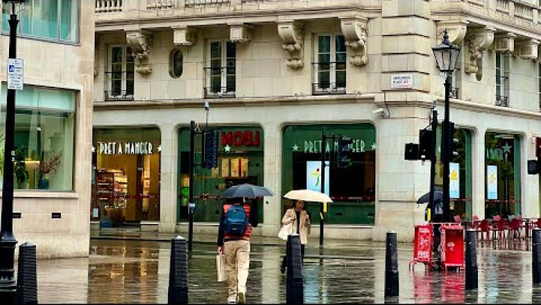 Morning Walk in Central LONDON [4K] | started to rain