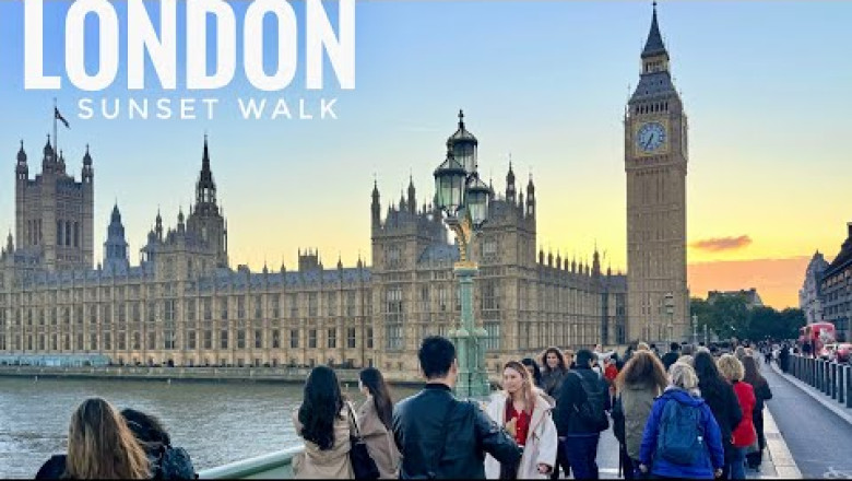 London, England 🏴 Sunset Street Walk 2025 - 4K 60fps Walking Tour (▸89 min)